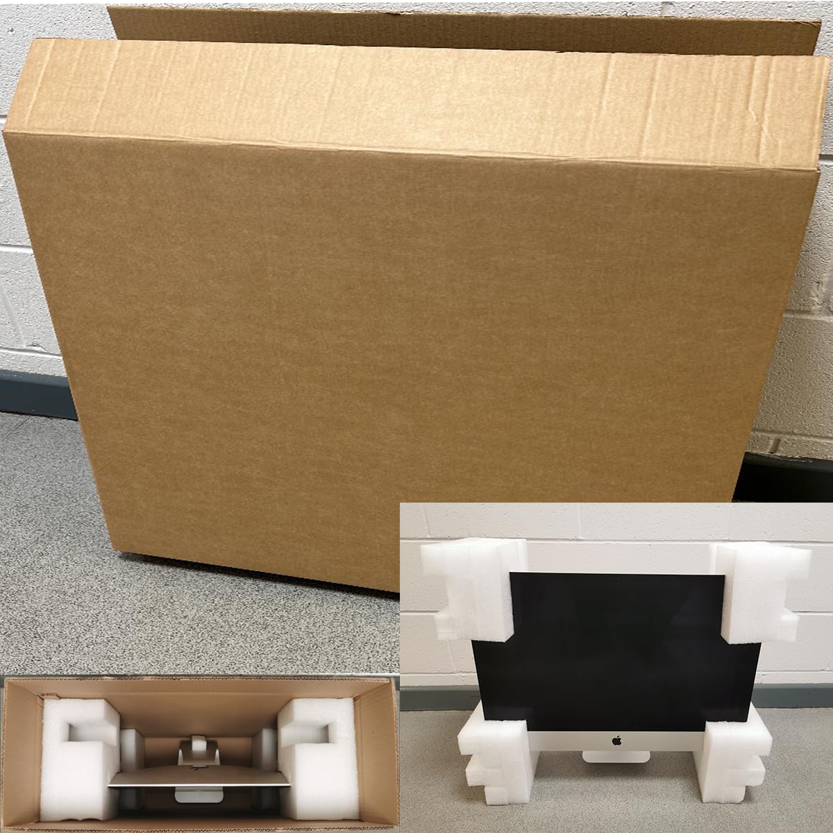 Apple iMac 27" heavy duty shipping box Poly inserts - Brown Storage transport