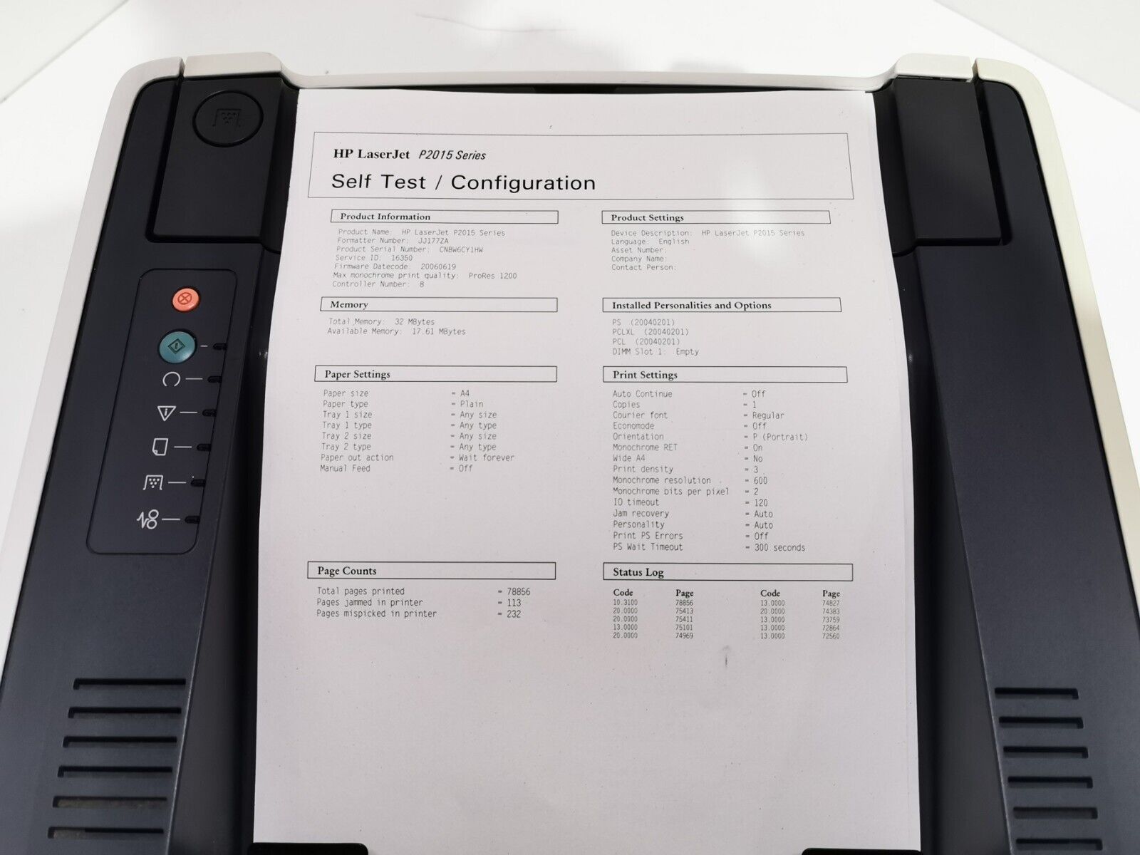 HP LaserJet P2015 Monochrome Laser Printer - USB / Page Count: 78856