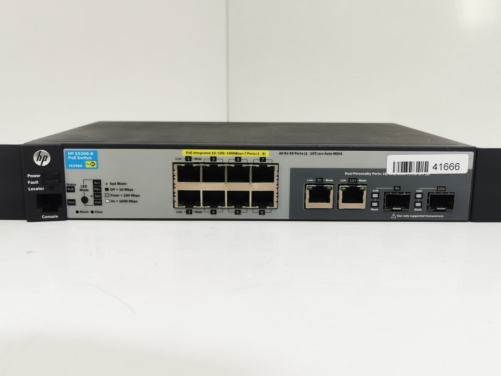 HP 2520G-8 J9298A 8 Port PoE Gigabit Network Ethernet Switch - No Power Supply
