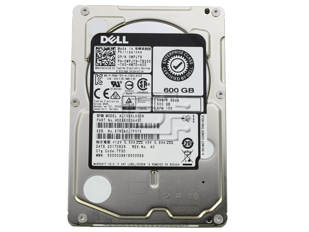 Dell 600GB SAS Hard Drive 2.5" Server HDD 15K AL13SXL600N, 0WPJY9, HDE9E00DAA51