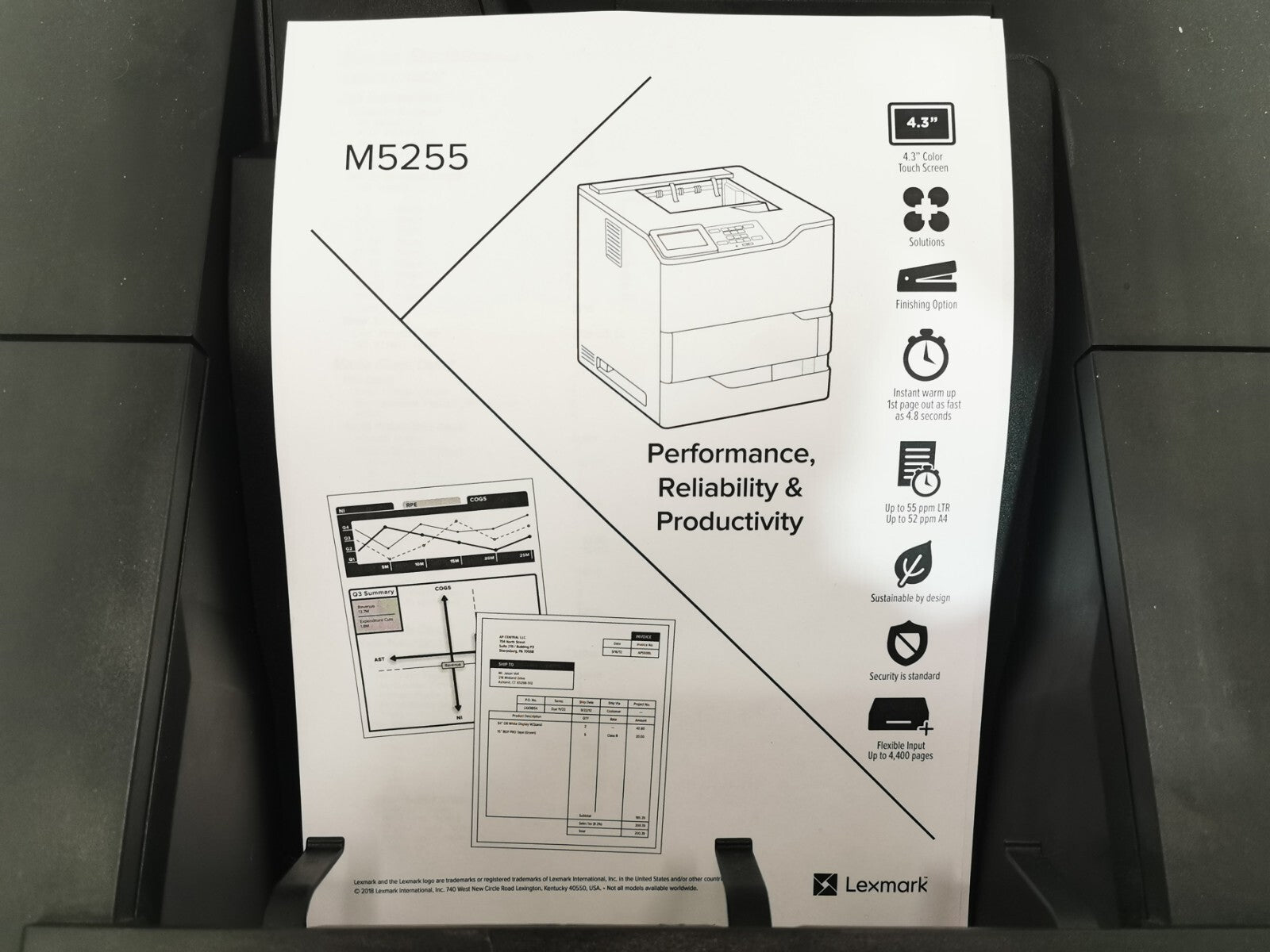 Lexmark M5255 Monochrome Laser Printer - USB/Ethernet - 30179 Page Count