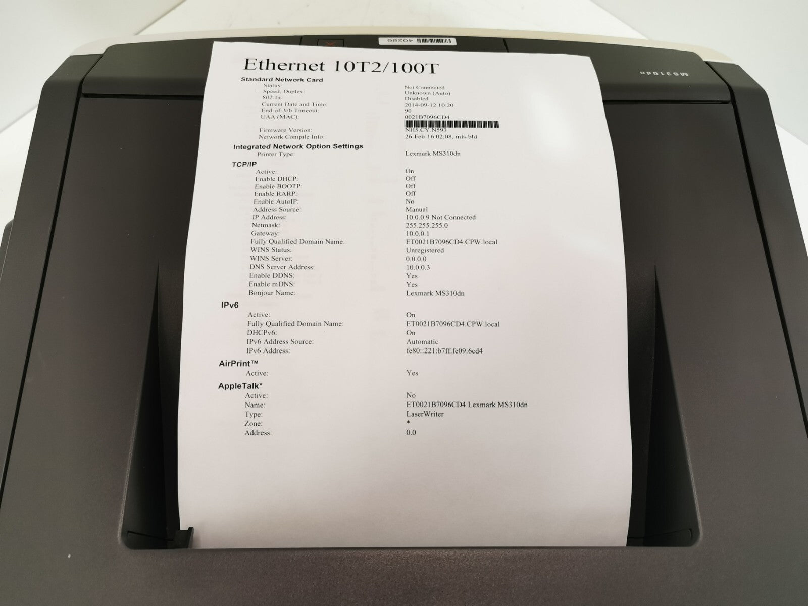 Lexmark MS310dn Mono Laser Printer - USB/Ethernet - 26226 Page Count
