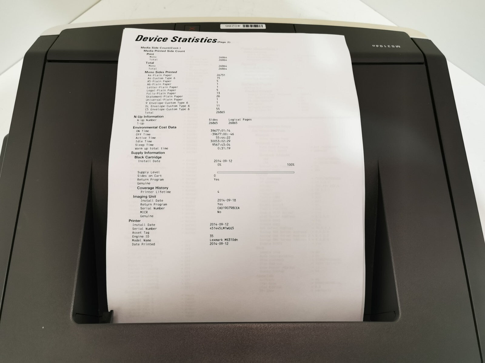 Lexmark MS310dn Mono Laser Printer - USB/Ethernet - 26226 Page Count