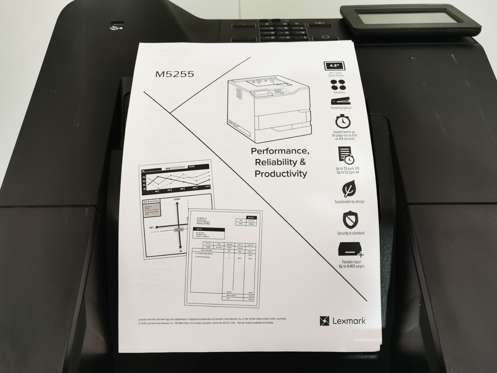 Lexmark M5255 Monochrome Laser Printer - USB/Ethernet - 175472 Page Count