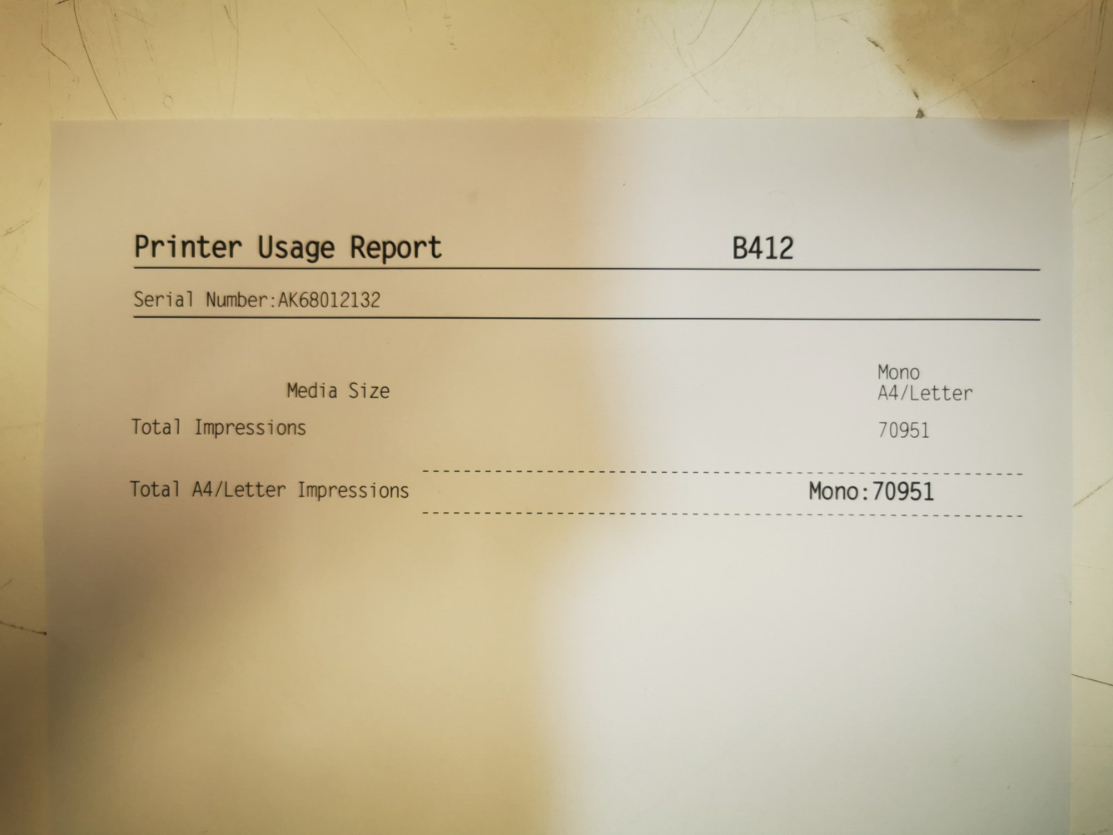 OKI B412 Monochrome Laser Printer - USB/Ethernet - 70951 Page Count