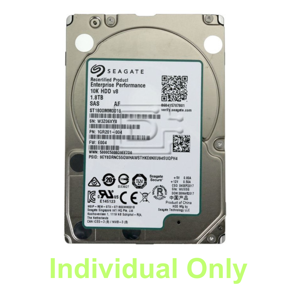 Seagate ST1800MM0018 1.8TB Hard Drive - 10K RPM / 2.5" SAS Server