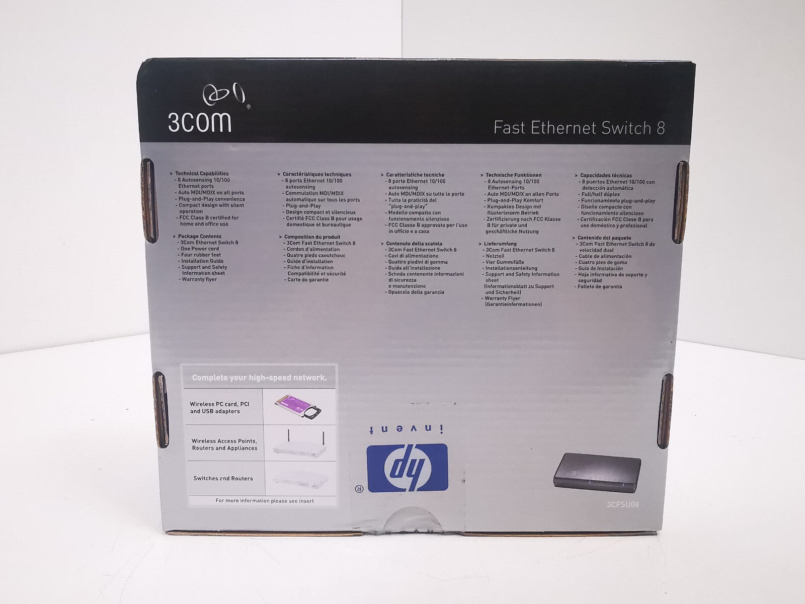 HP 3Com V1405 JD867A 8-Port Gigabit Switch – New Open Box, Unmanaged