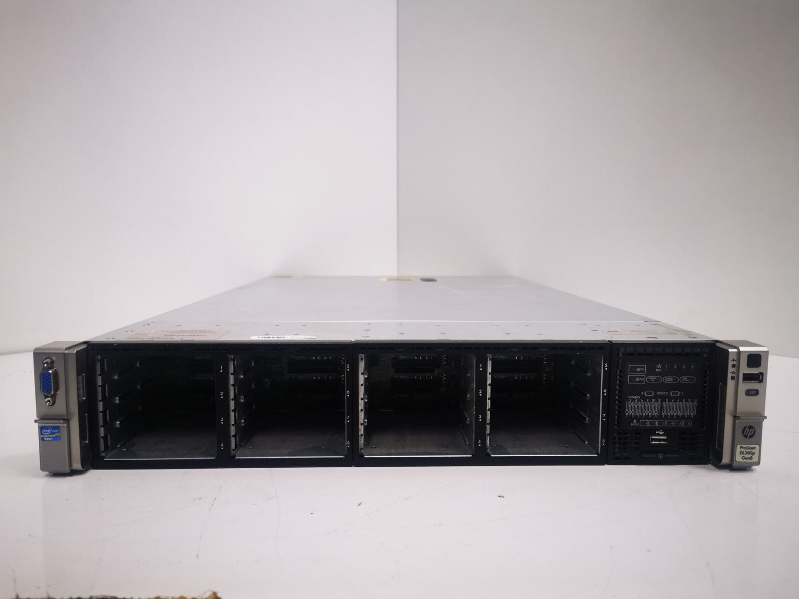 HP ProLiant DL380p Gen8 Rack Server – Intel Xeon, 8GB RAM, No HDDs/Caddies