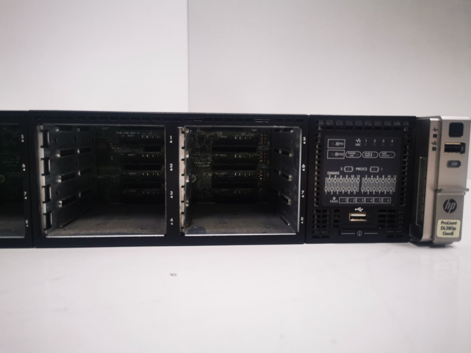 HP ProLiant DL380p Gen8 Rack Server – Intel Xeon, 8GB RAM, No HDDs/Caddies