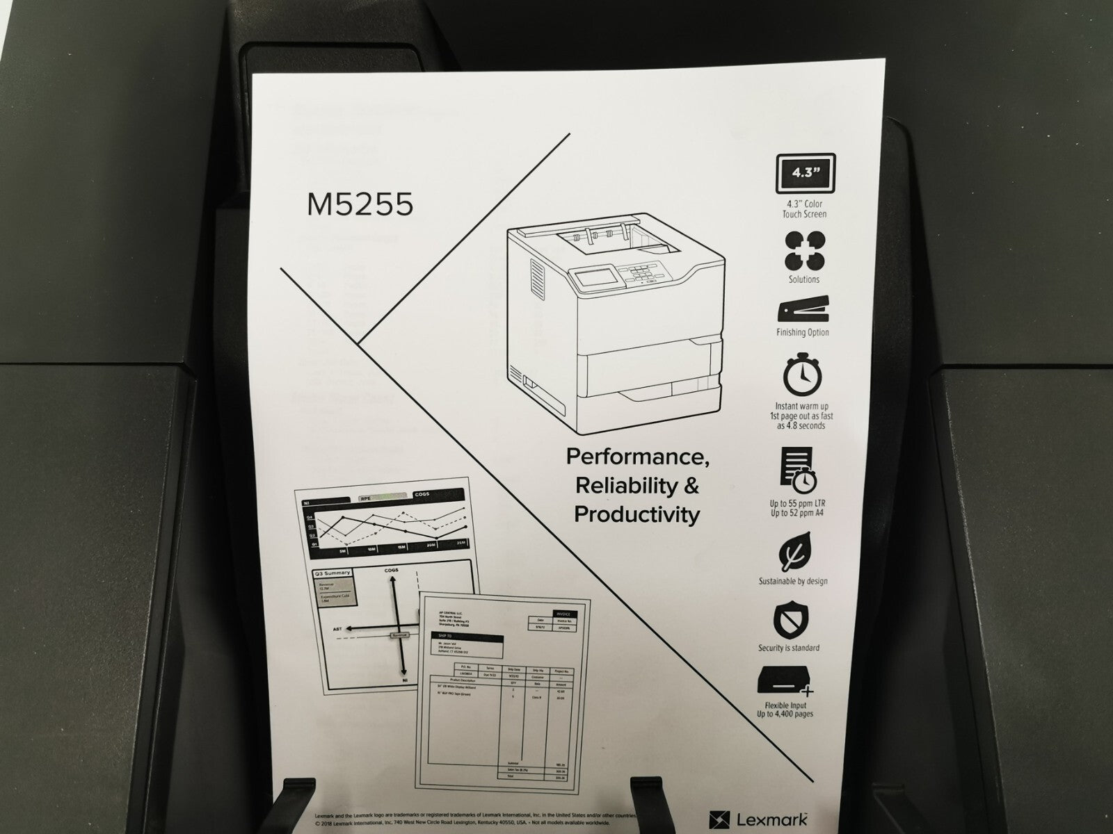 Lexmark M5255 Mono Laser Printer 55ppm – USB/Ethernet – 46k Pages