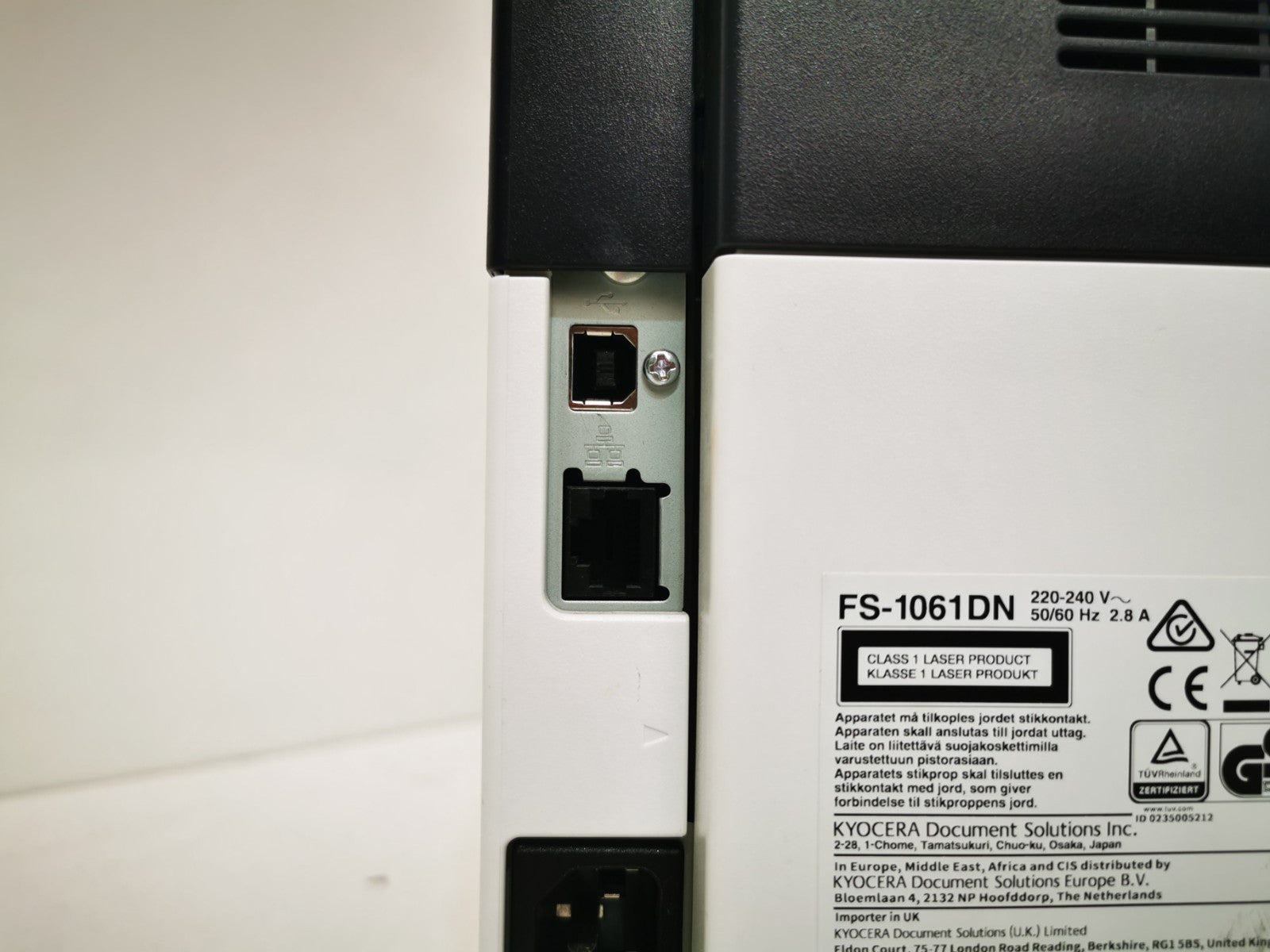 Kyocera FS-1061DN Monochrome Laser Printer - USB / Ethernet - 2566 Page Count