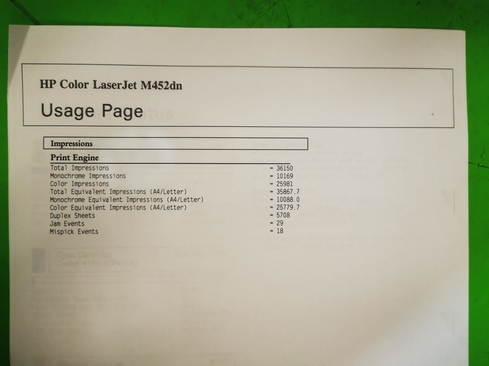 HP Color Laserjet pro M452dn Colour Laser Printer - USB/Ethernet - FAULTY FUSER