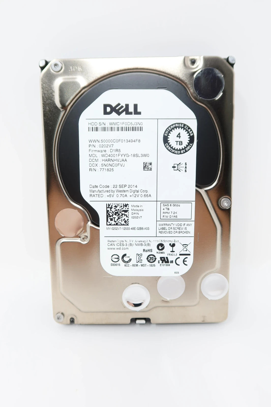 DELL 4TB 3.5" SAS HDD WD4001FYYG 7200RPM SAS Server Enterprise