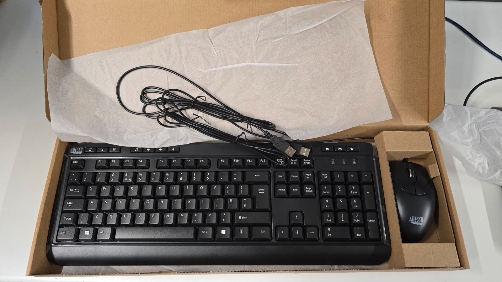 Adesso AKB-132CB-UK Antimicrobial Multimedia Desktop Keyboard and Mouse Set