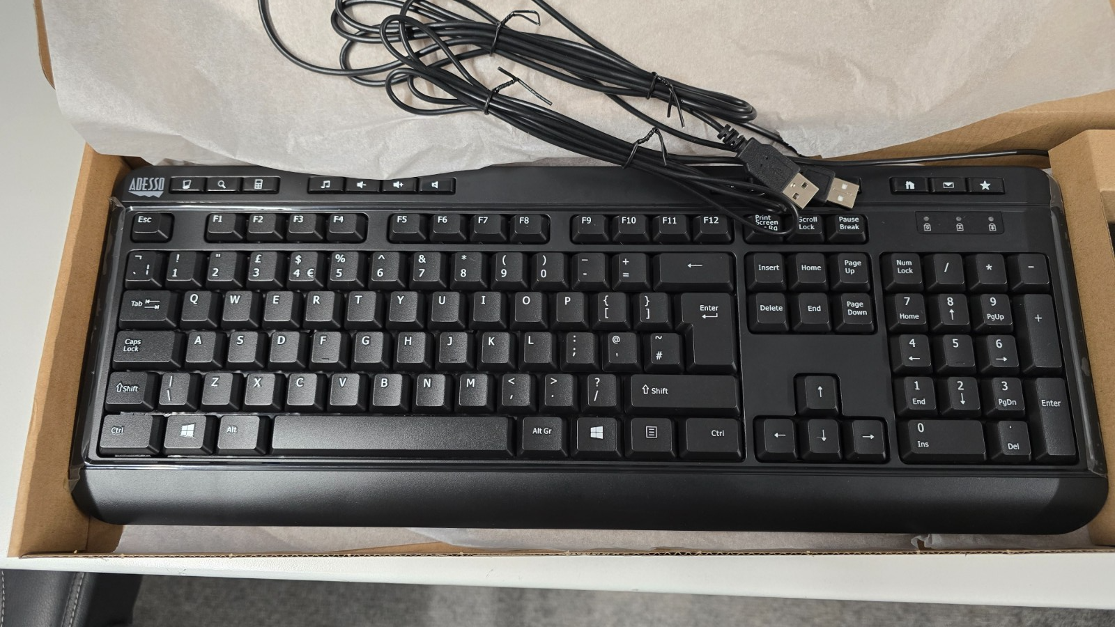 Adesso AKB-132CB-UK Antimicrobial Multimedia Desktop Keyboard and Mouse Set