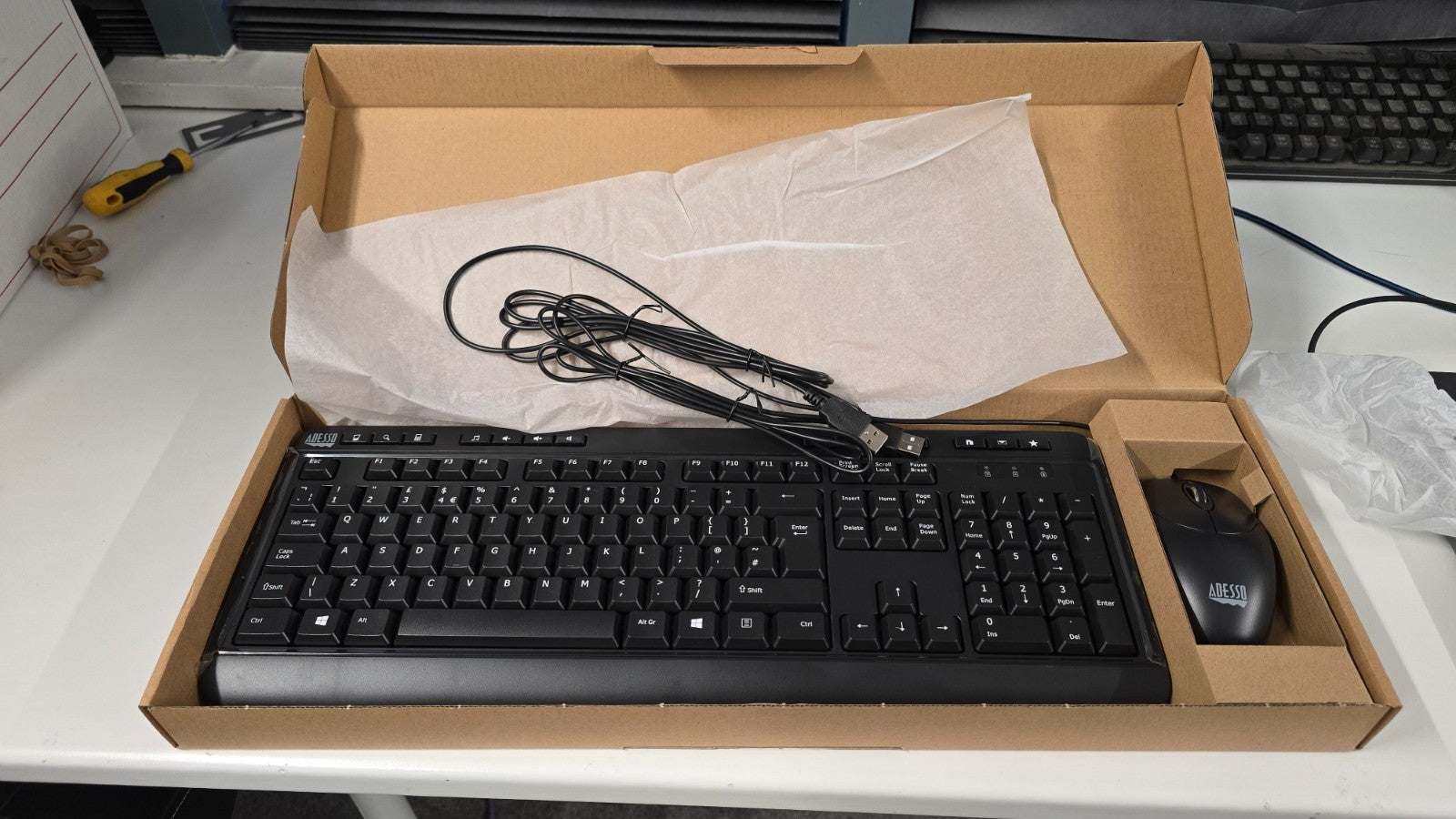 Adesso AKB-132CB-UK Antimicrobial Multimedia Desktop Keyboard and Mouse Set