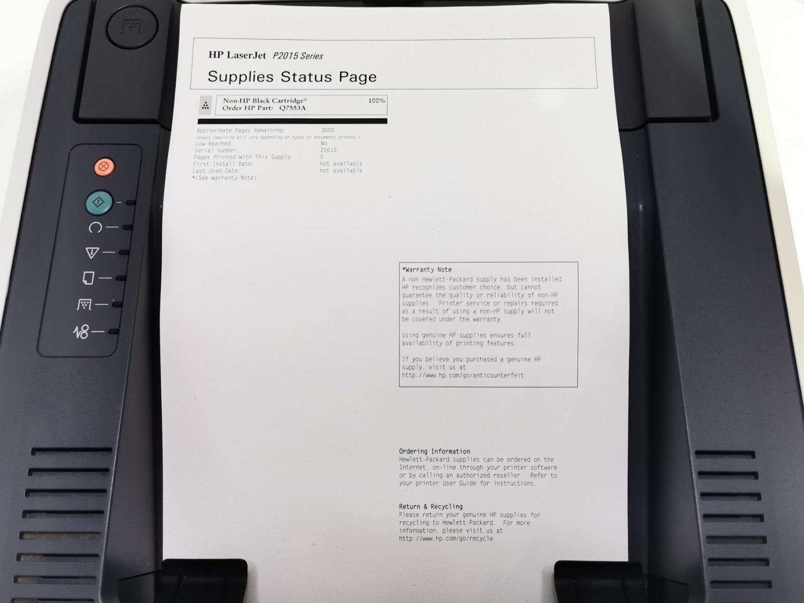 HP LaserJet P2015 Monochrome Laser Printer - USB - 78856 Page Count