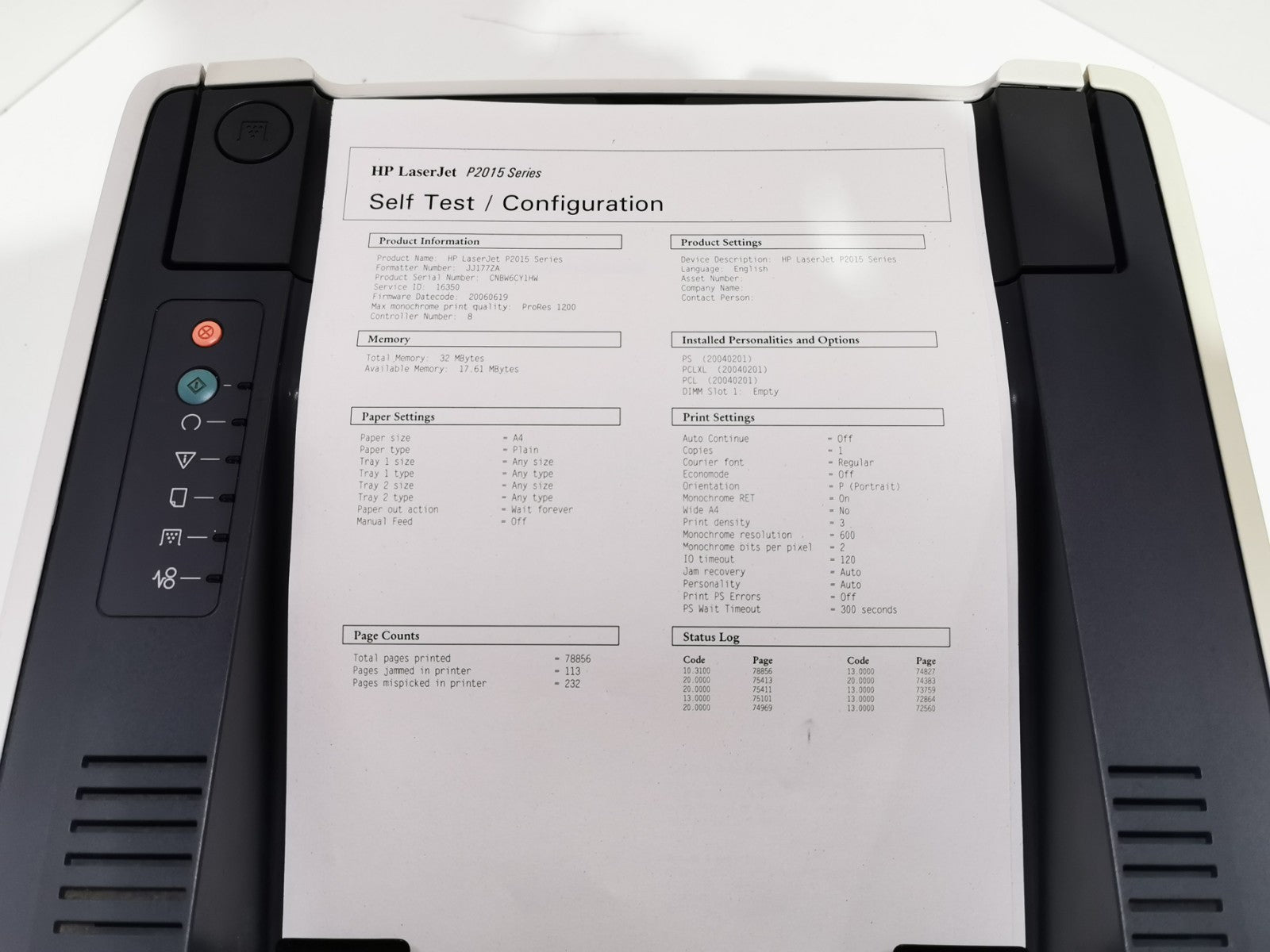 HP LaserJet P2015 Monochrome Laser Printer - USB - 78856 Page Count