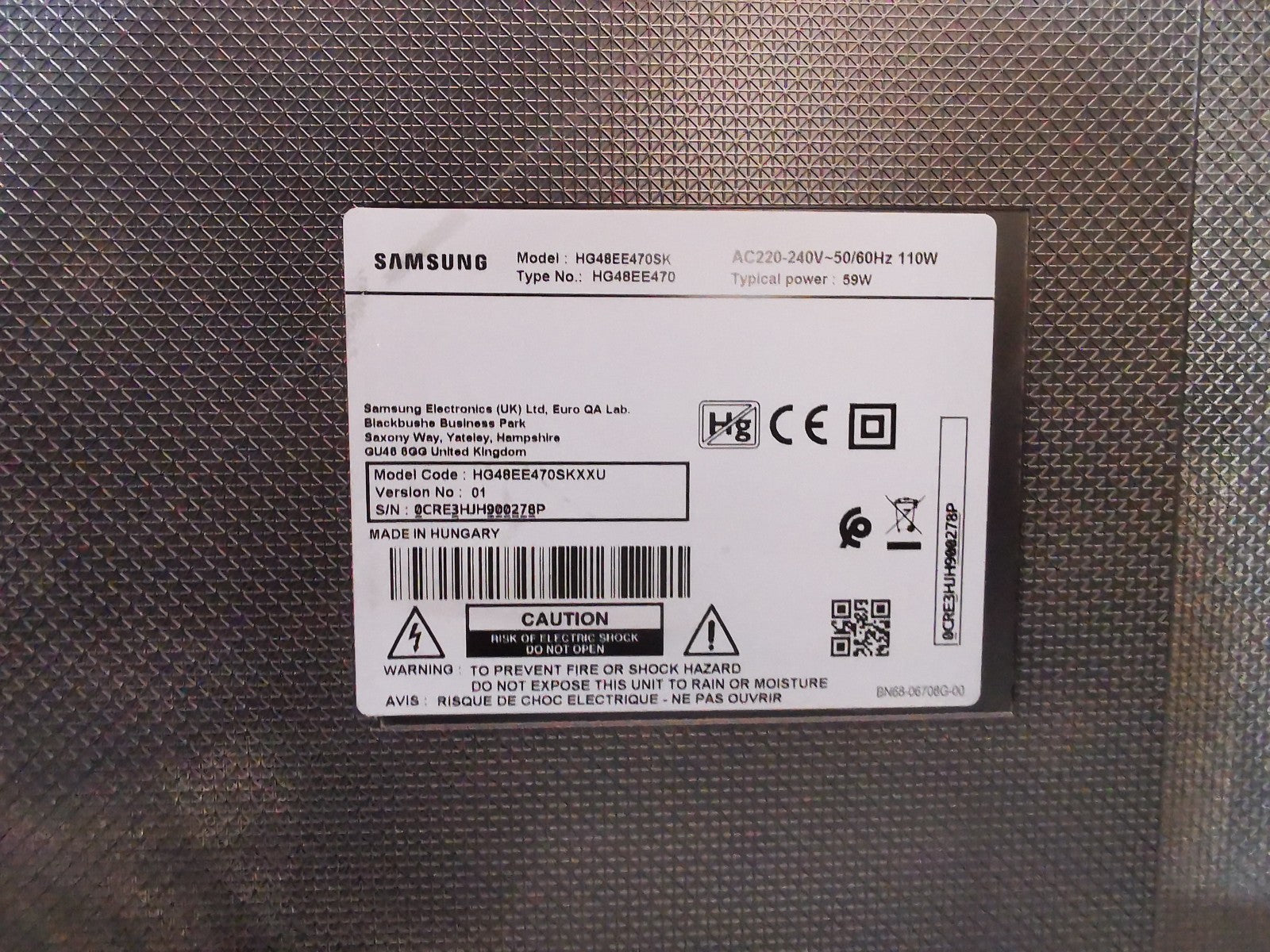 Samsung HG48EE470SK 48" LCD TV - Full HD - HDMI/VGA - Hospitality/Hotel