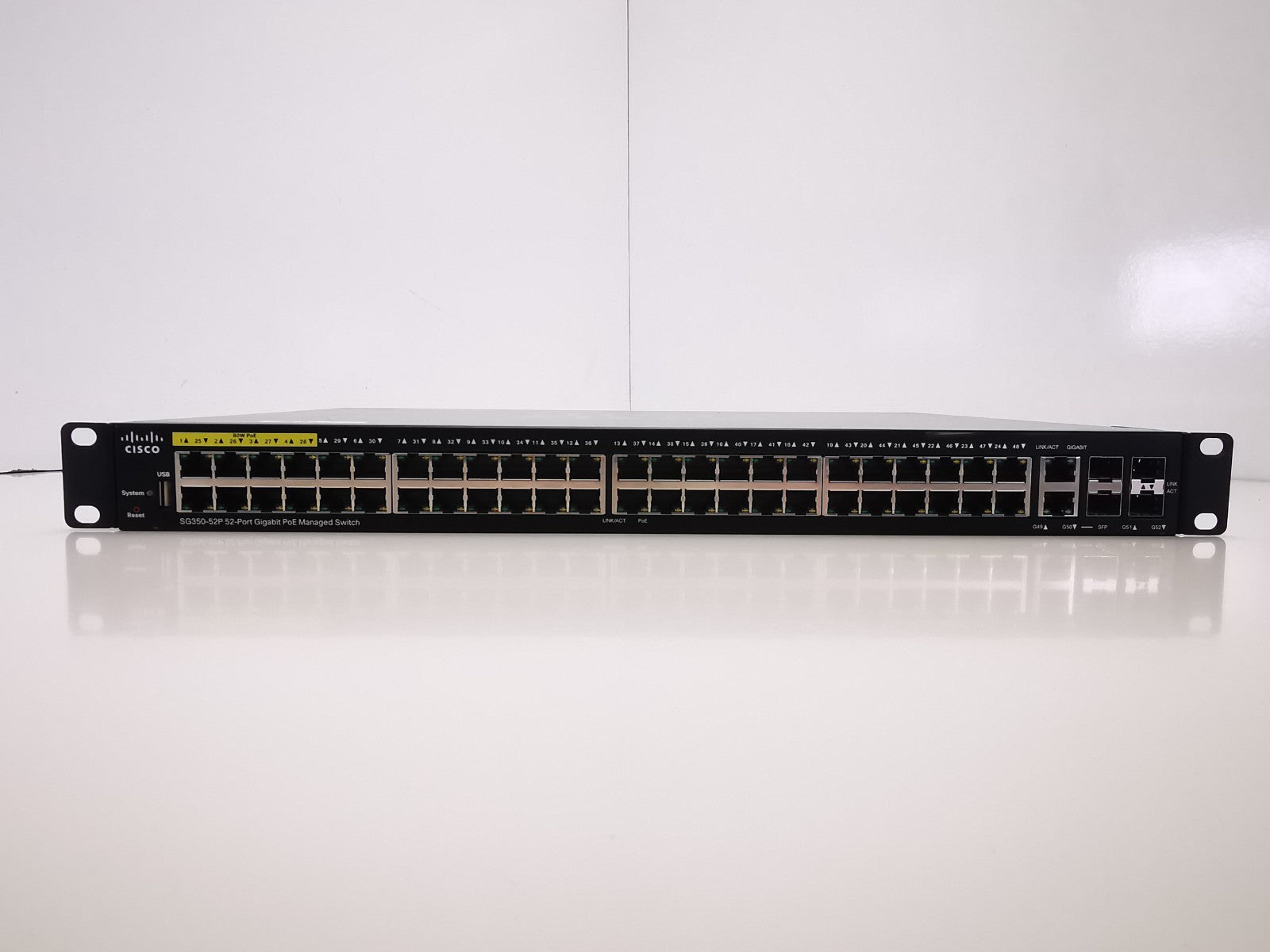 Cisco SG350-52P K9-V05 Gigabit PoE Ethernet Rackmountable Switch - Rack Ears Inc