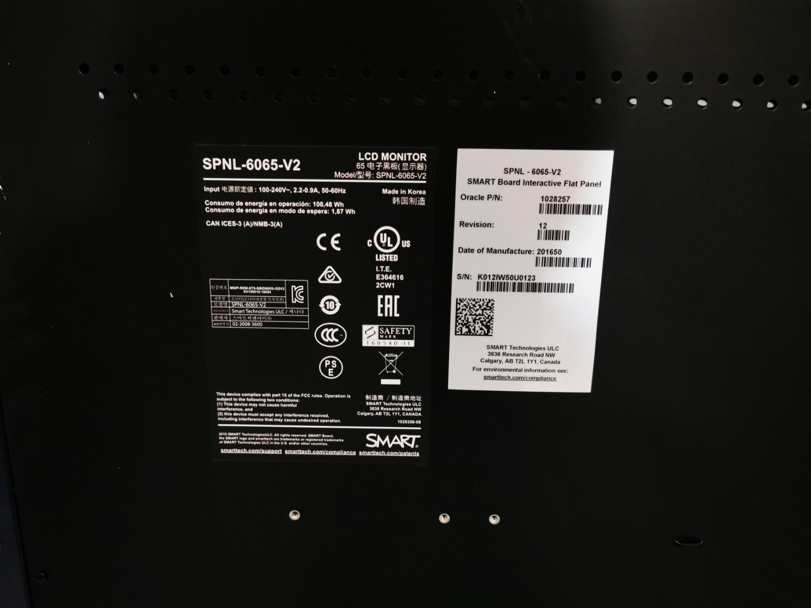 SMART SPNL-6065-V2 65" Touchscreen Interactive TV - HDMI