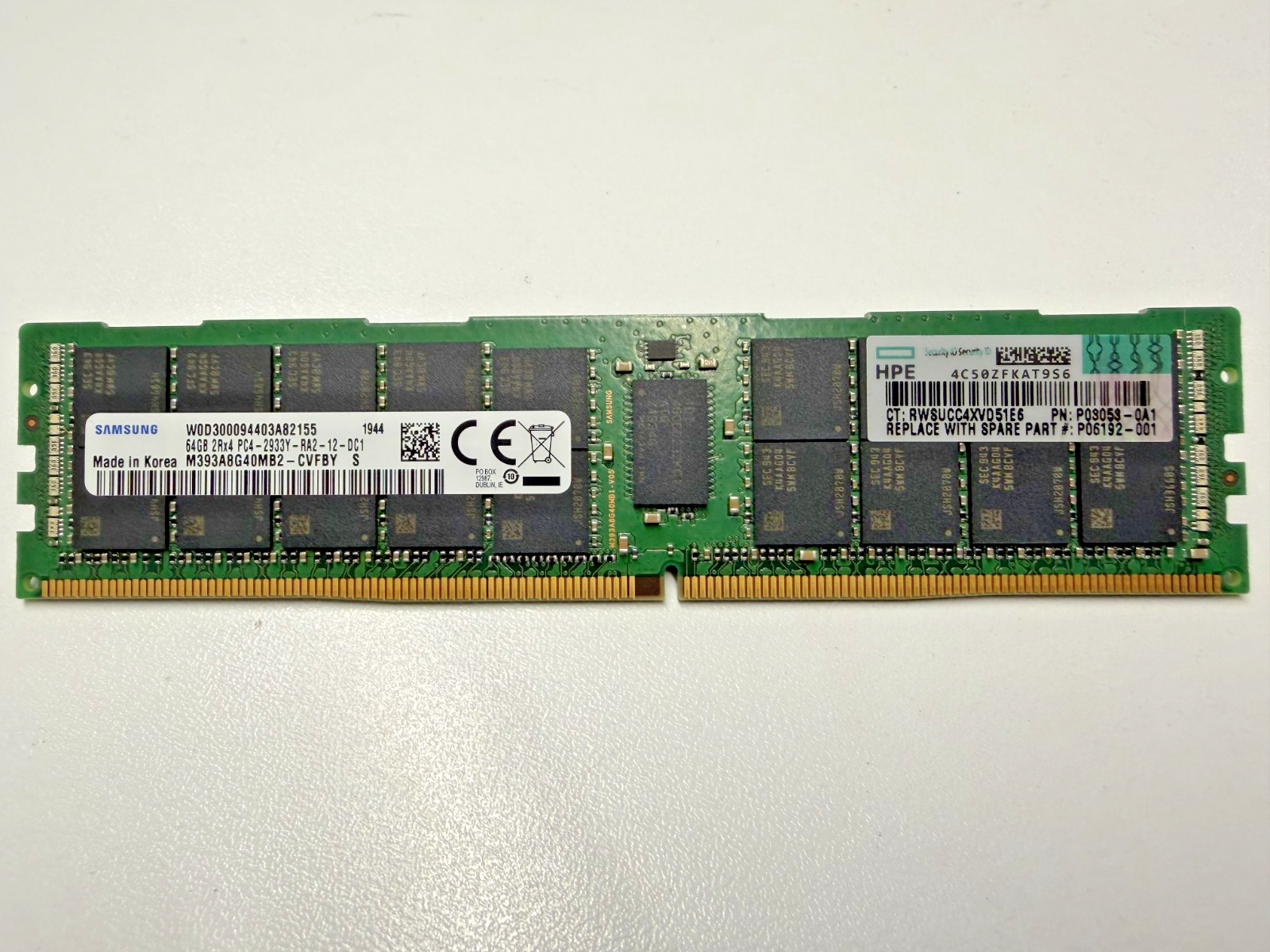 Samsung 64GB PC4-2933Y-R 2Rx4 ECC M393A8G40MB2-CVF HPE Server Memory