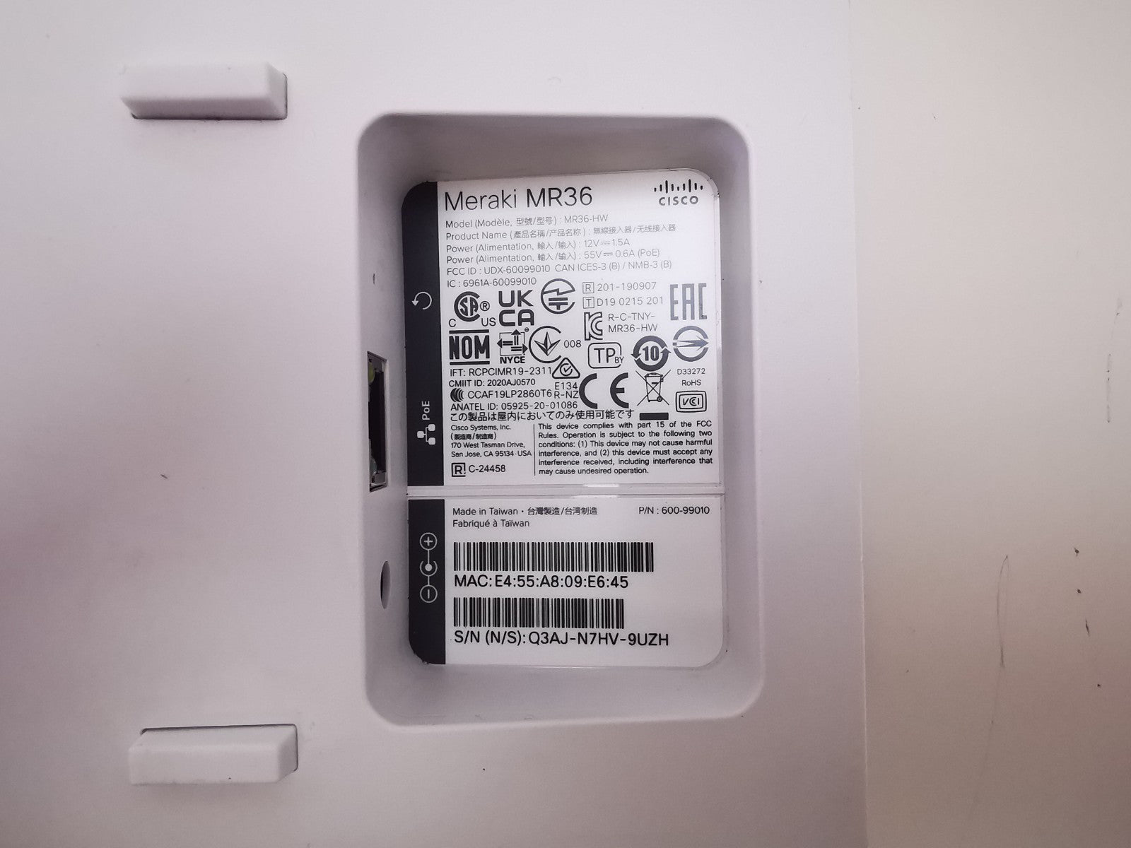 Cisco Meraki MR46 Wireless Access Point - Unclaimed / NO MOUNTING BRACKET