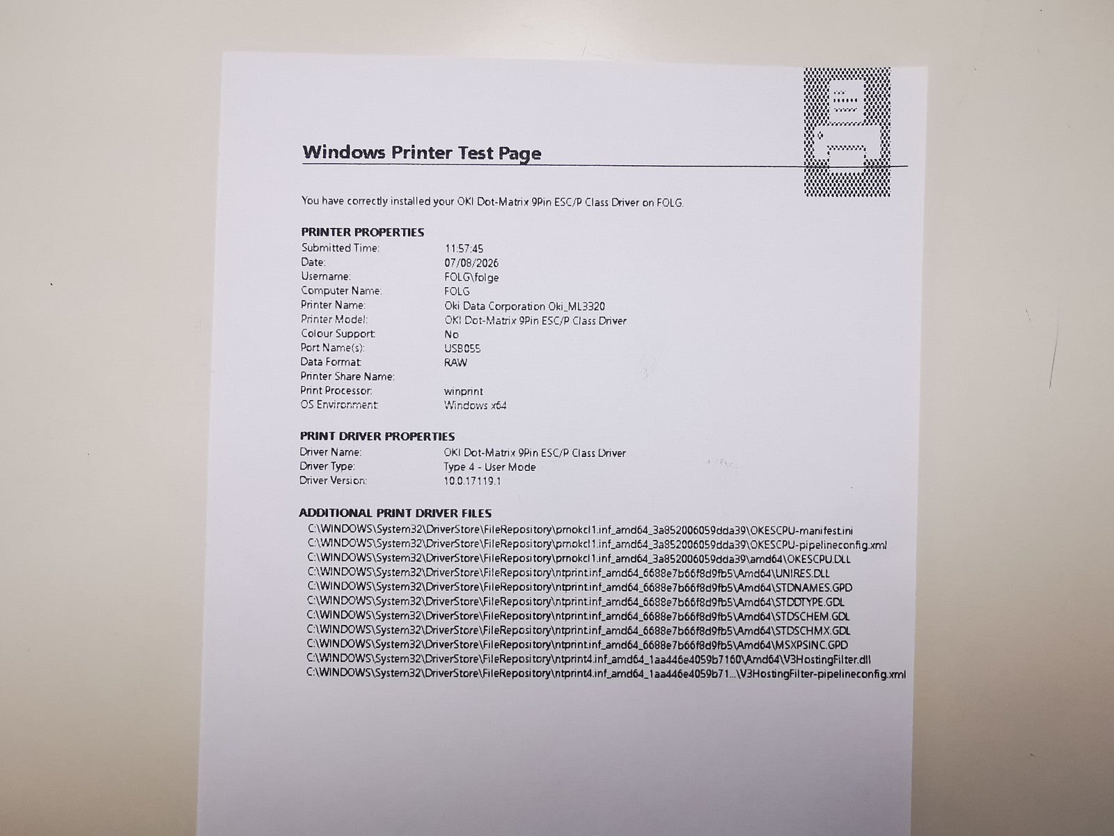Oki Microline 3320 Dot Matrix Printer - USB/Parallel