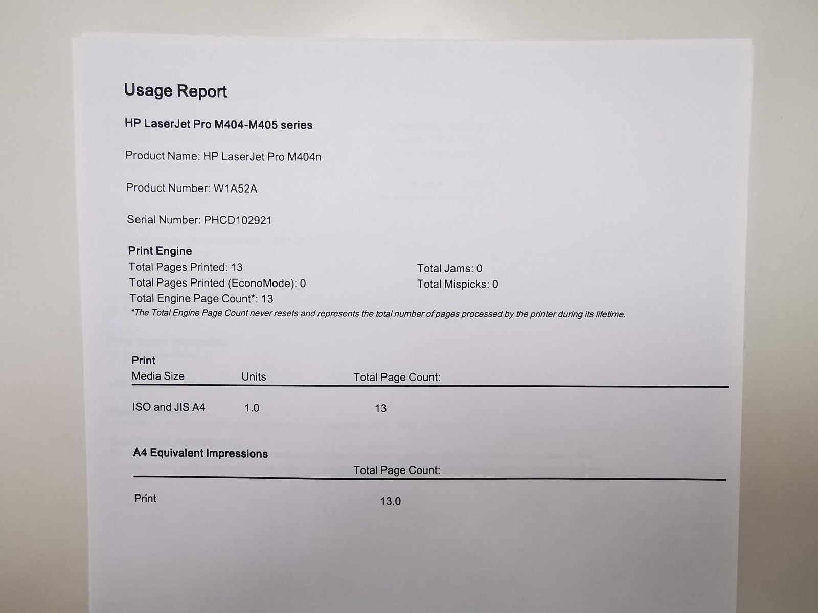 HP Laserjet Pro M404n Mono Laser Printer - USB/Ethernet - 13 Page Count