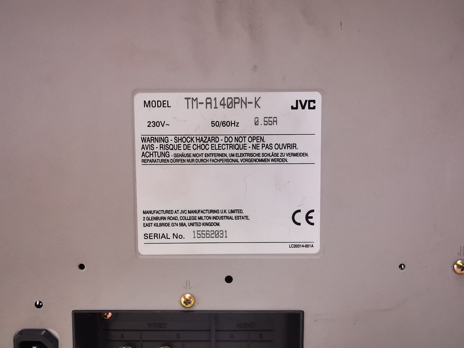 JVC TM-A140PN-K 14" Colour CRT Monitor - Retro Gaming / CCTV